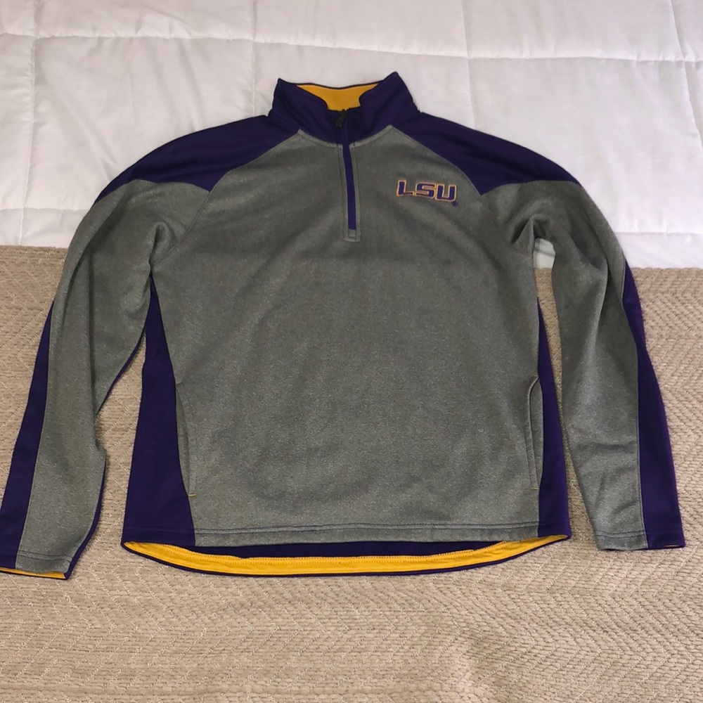 LSU Gray and Purple Zip Up Sweater